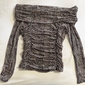 White House Black Market Animal Print Top